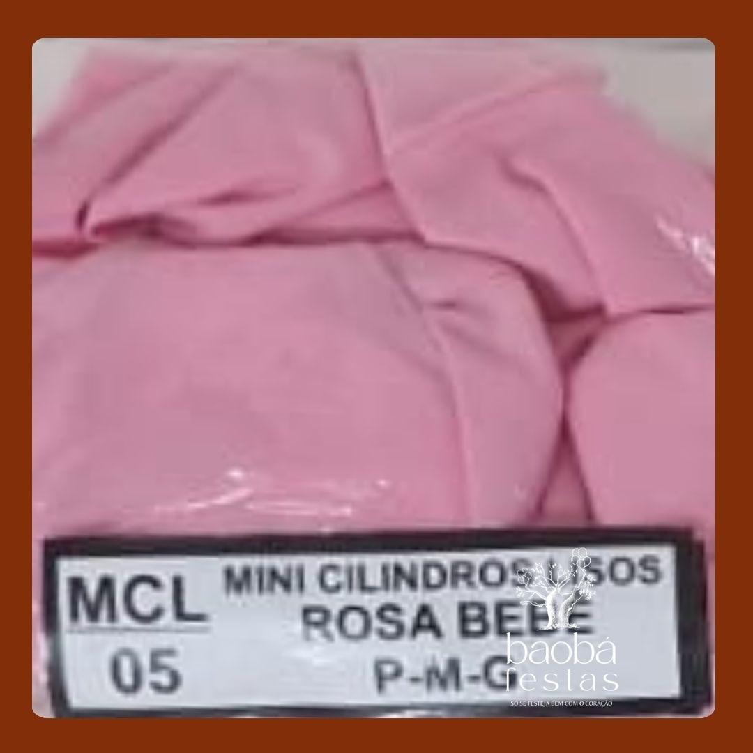 Tecidos Mini Trio de Cilindros - P M G - Rosa Bebê - Baobafestas
