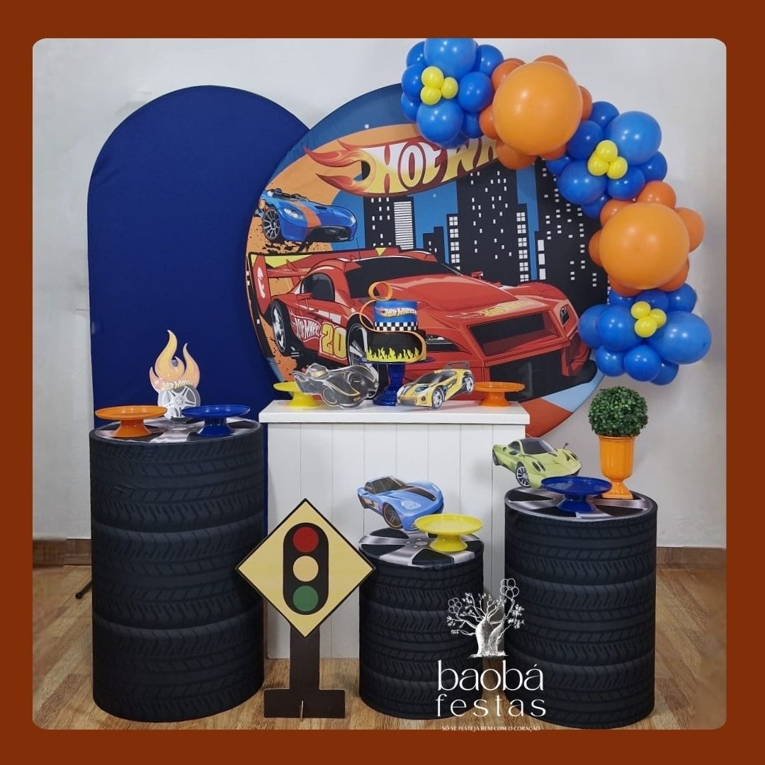 Hotwheels - Kit Luxo (+Totem) (Sem Balões)  - Baobafestas