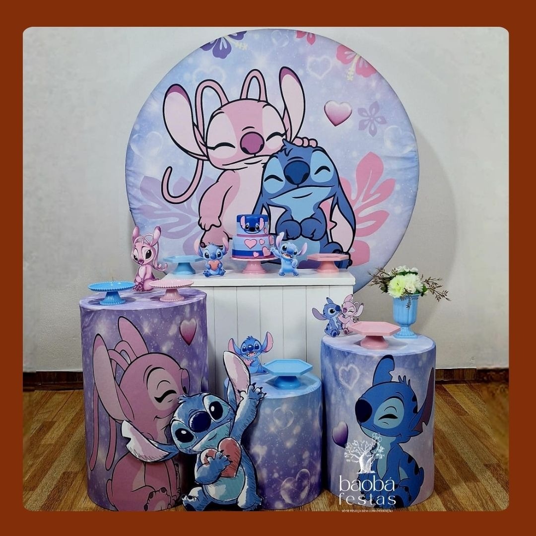 Kit Diamante - Stitch E Angel + 1 Totem Stitch - Baobafestas