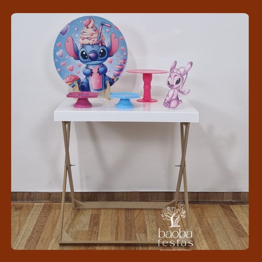 Mini Cenário - Stitch Rosa - Baobafestas