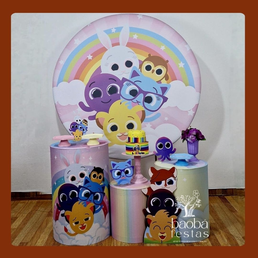 Kit Ouro - Bolo Fofos Rosa+Totem de Chão - Baobafestas