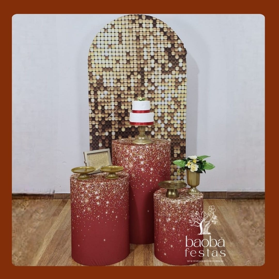 Kit Ouro - Vermelho Com Dourado (Painel Romano) - Baobafestas