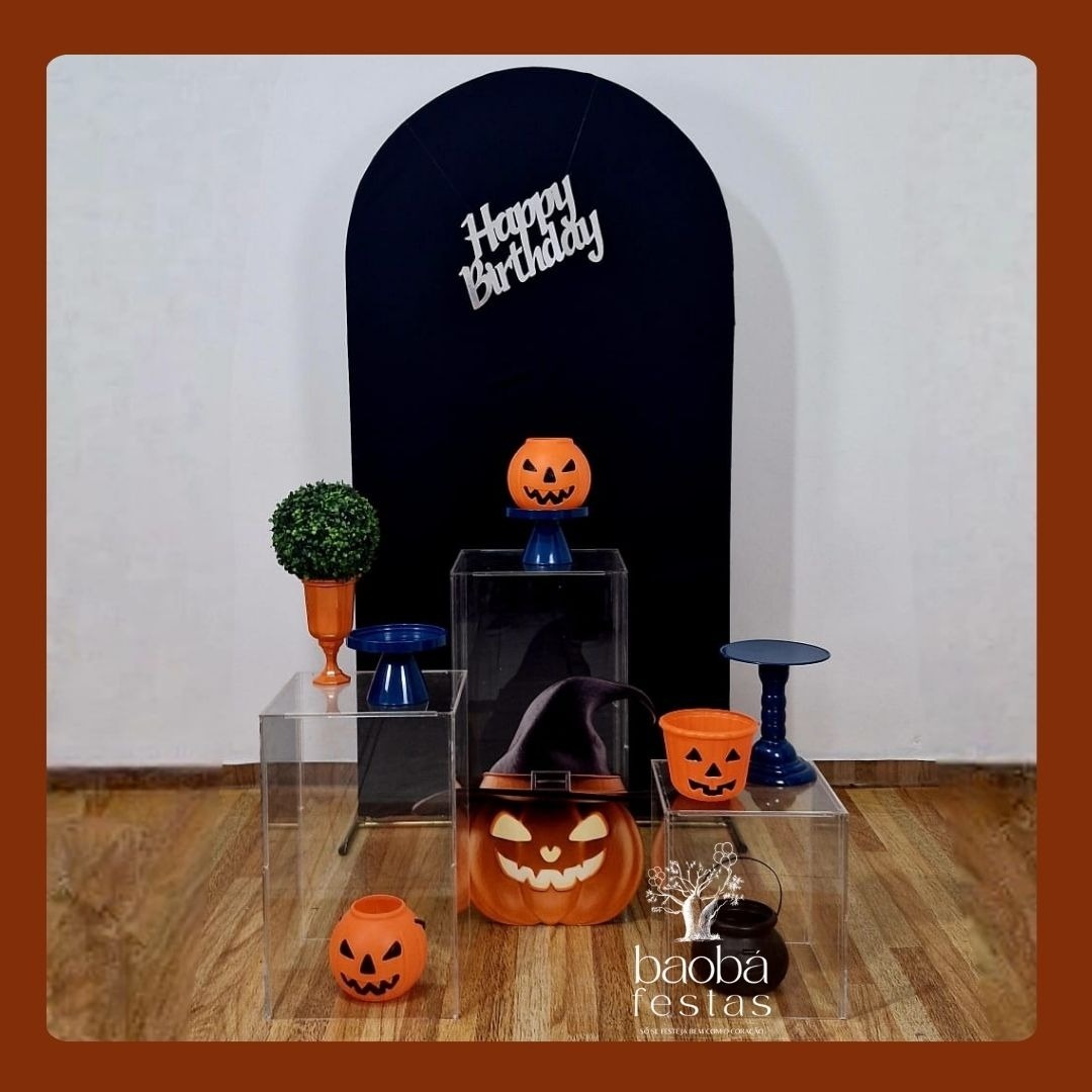 Composição Halloween - Painel Romano Com Placa - Baobafestas