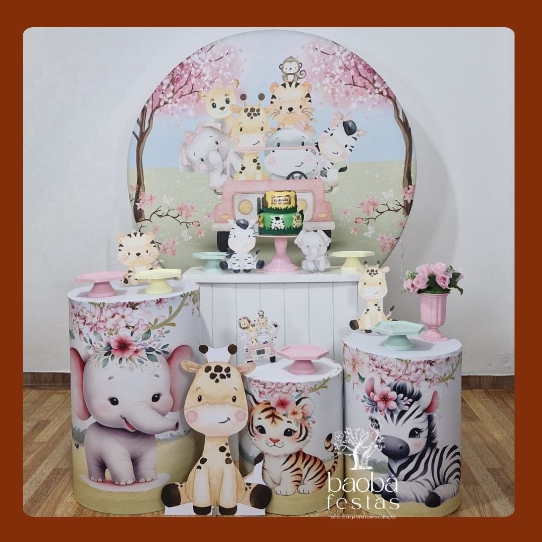 Kit Diamante - Safari Tradicional Rosa - Baobafestas