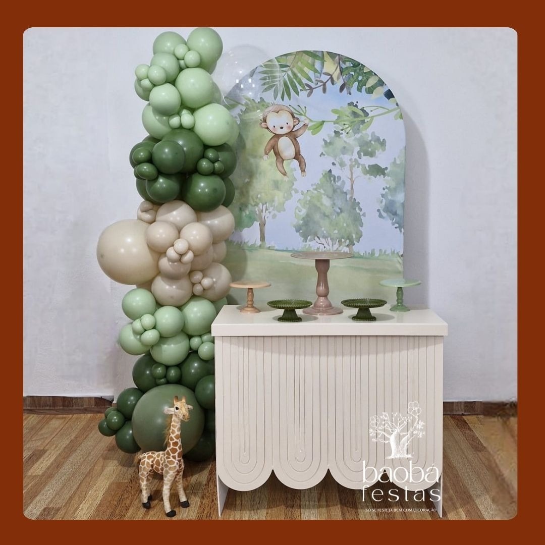 Composição - Safari - Mesa Boho Nude - Com Girafa - Sem Balões - Baobafestas