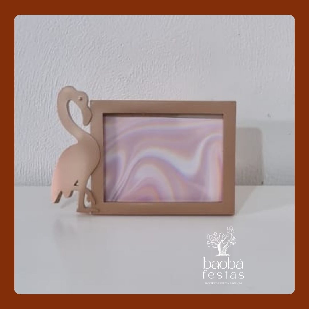 Porta Retrato - Rose Gold Flamingo - Baobafestas