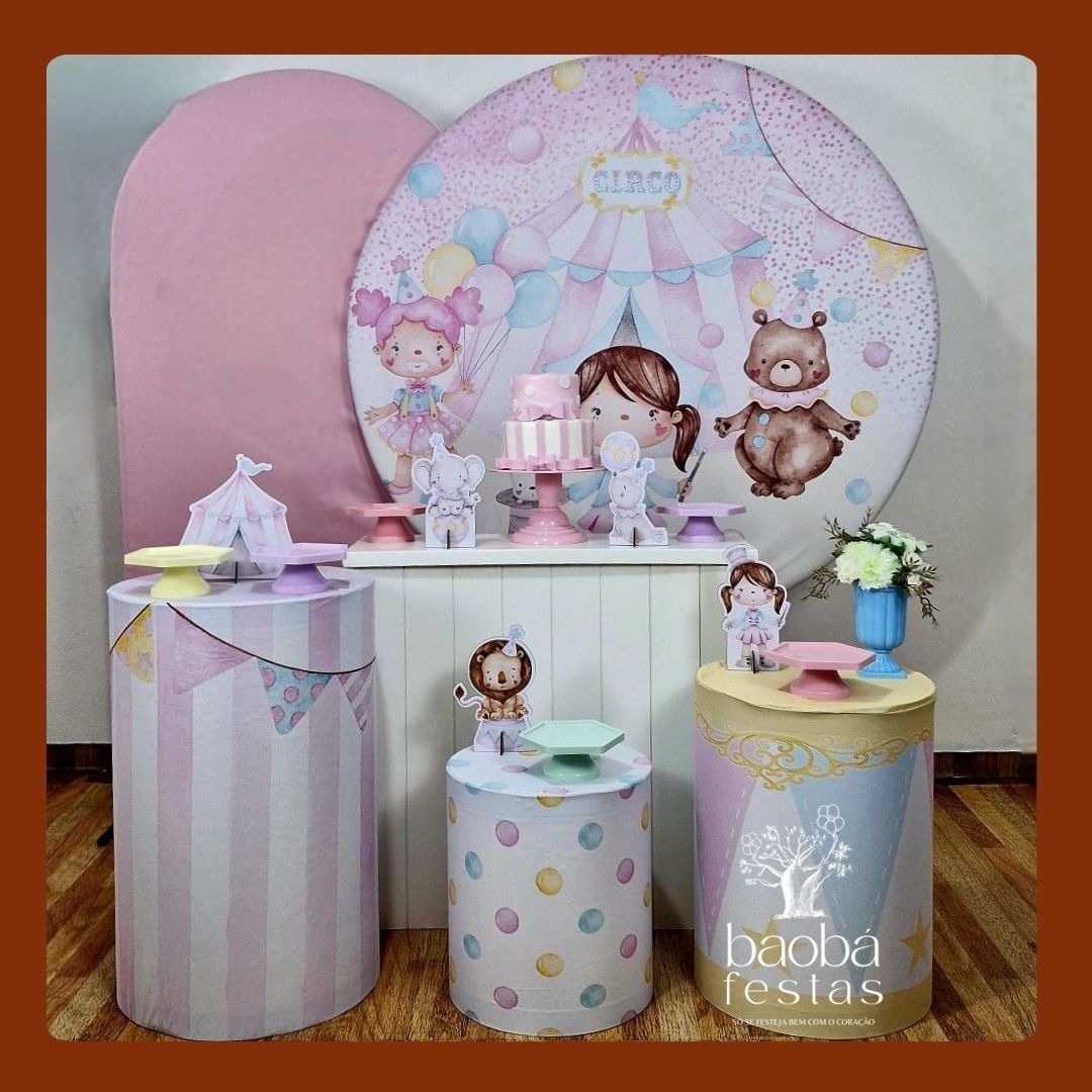 Kit Luxo - Circo Rosa  - Baobafestas