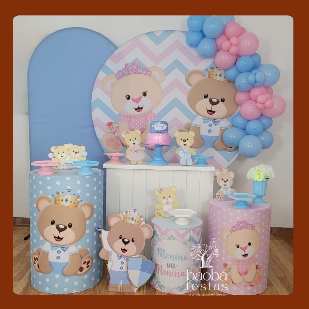 Kit Luxo - Ursinhos Azul E Rosa - Baobafestas