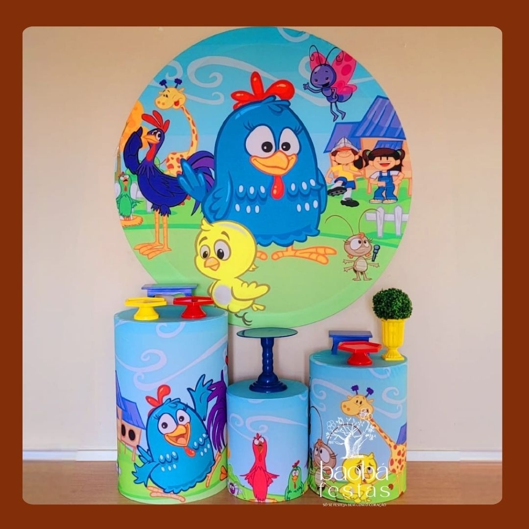 Kit Prata - Galinha Pintadinha Azul - Baobafestas