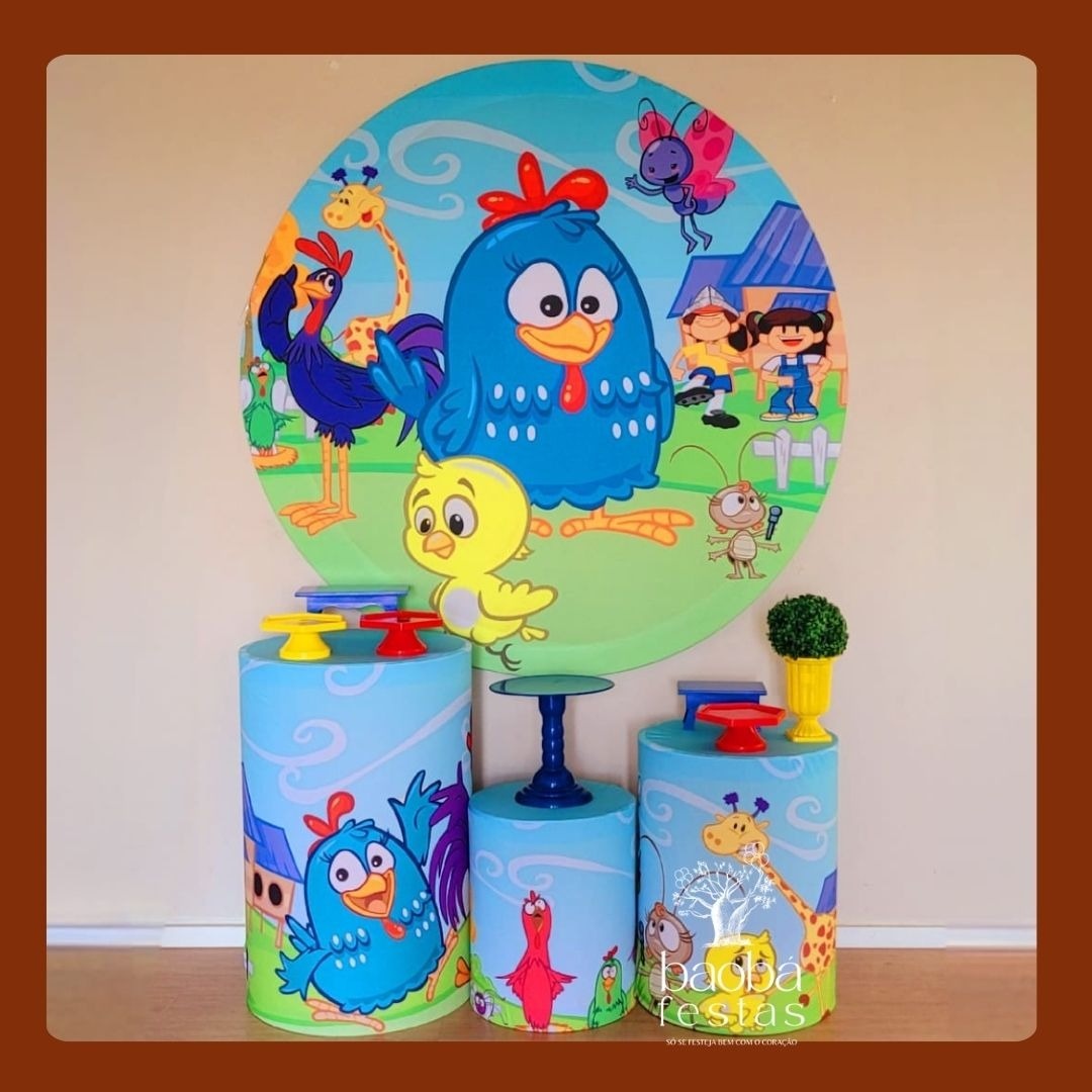 Kit Prata - Galinha Pintadinha Azul - Baobafestas