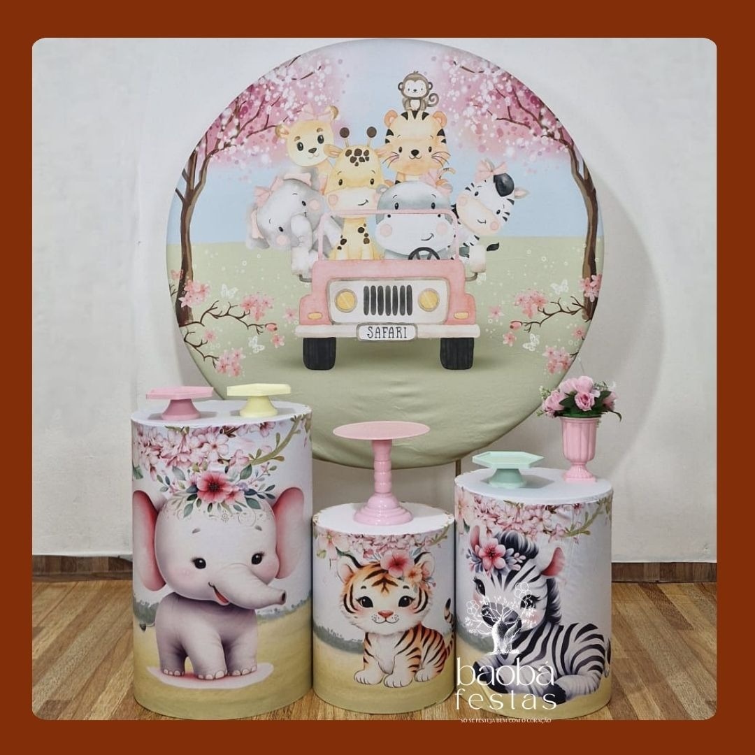 Kit Prata - Safari Rosa - Baobafestas