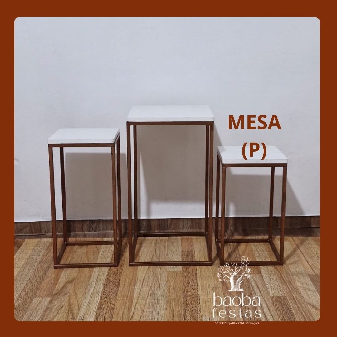 Mesa Retangular (P)- Branco Com Rosê  - Baobafestas