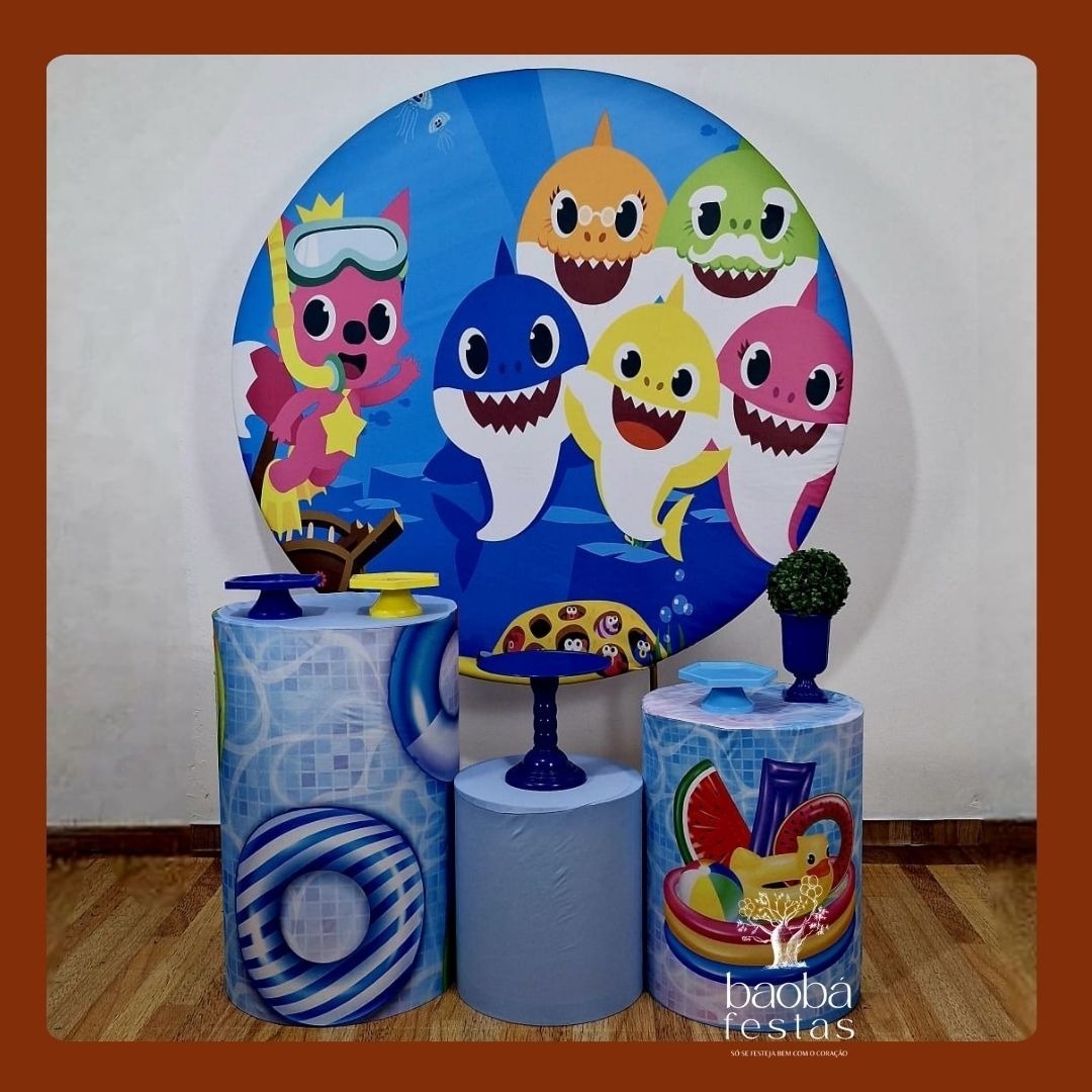 Baby Shark Azul (64) - Kit Prata - Baobafestas
