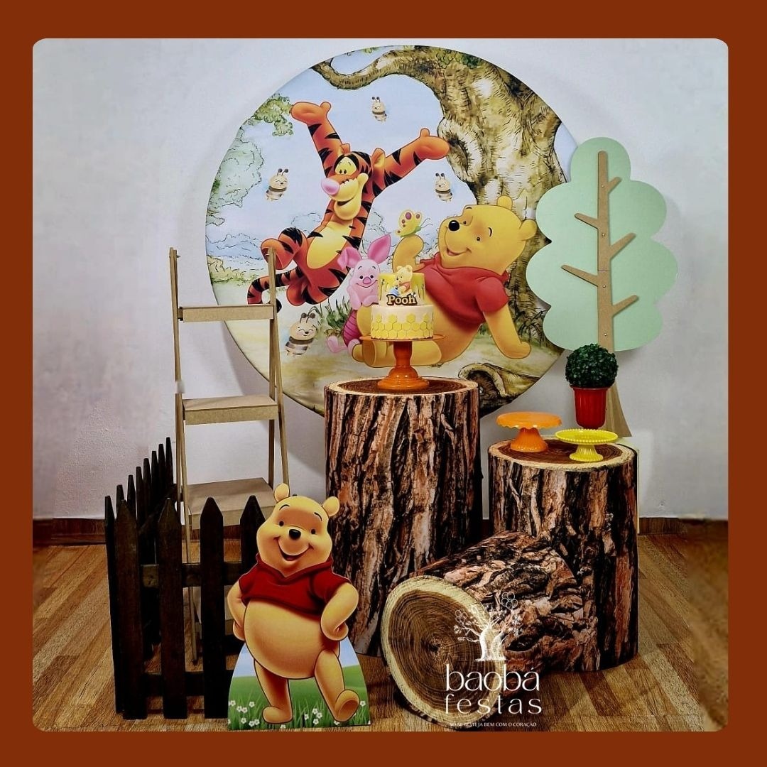 Composição - Ursinho Pooh - Com Escadinha + Árvore - Baobafestas
