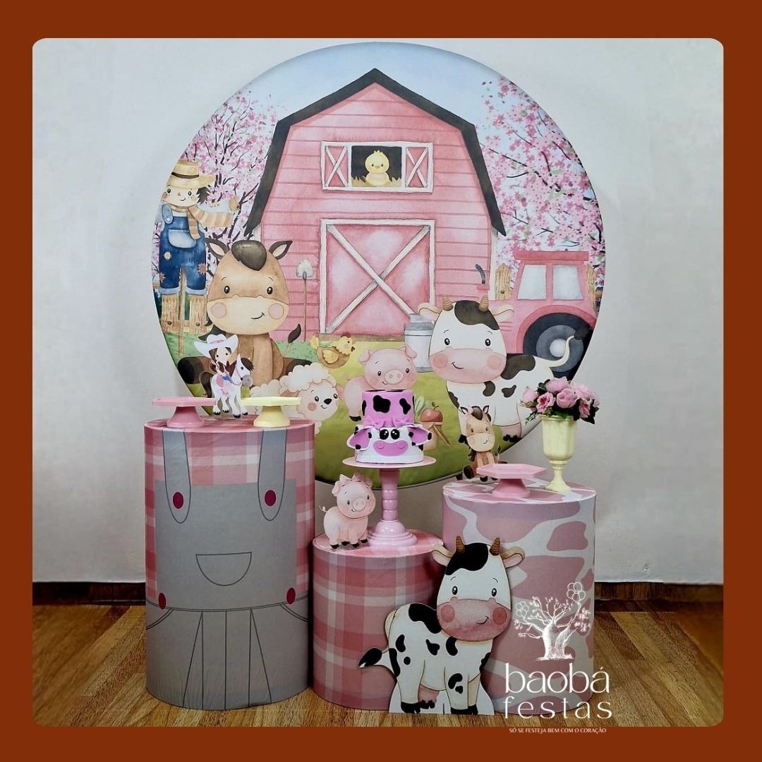 Fazendinha Rosa (163) - Kit Ouro (+Totem) - Baobafestas