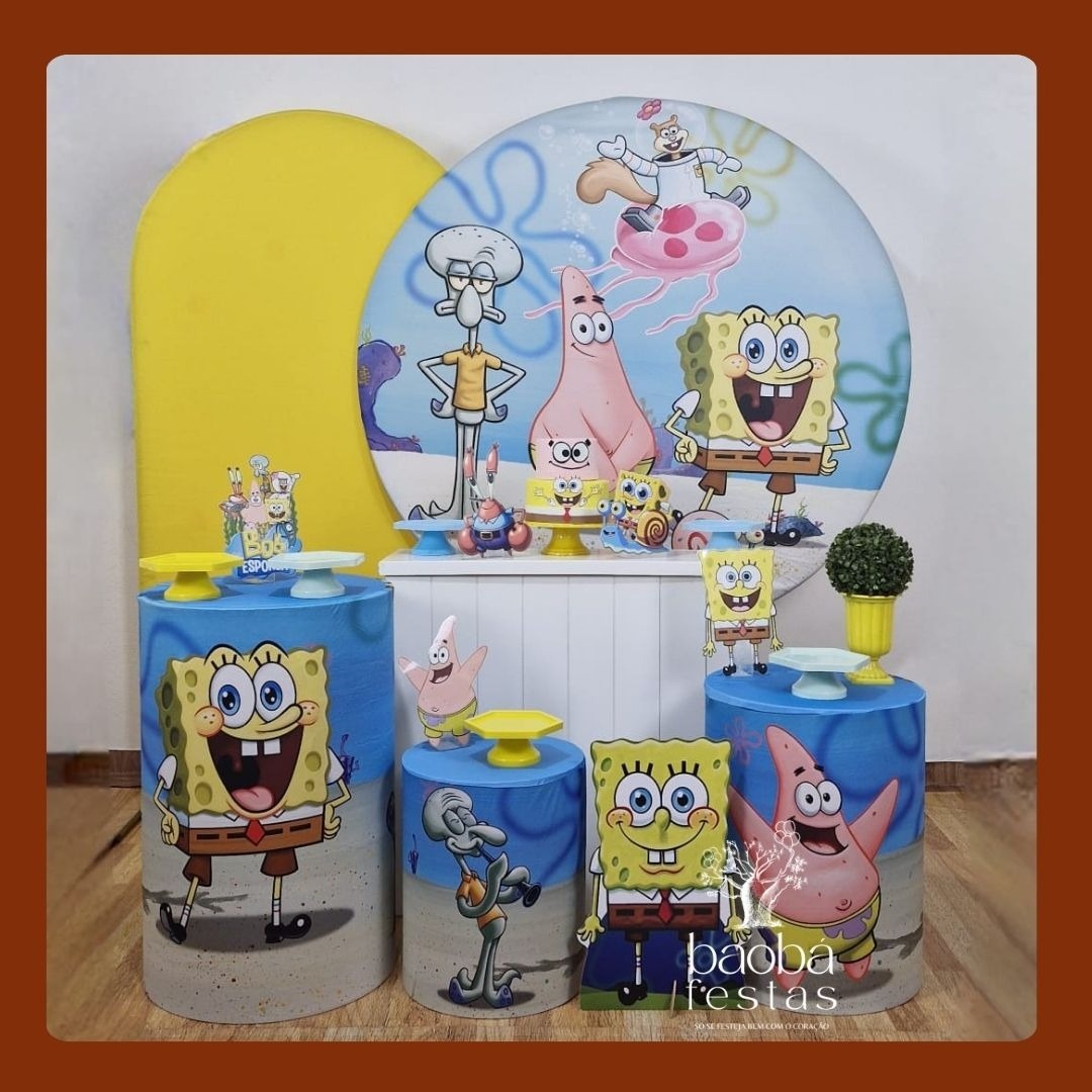 Bob Esponja (132) - Kit Luxo + Totem de Chão - Baobafestas