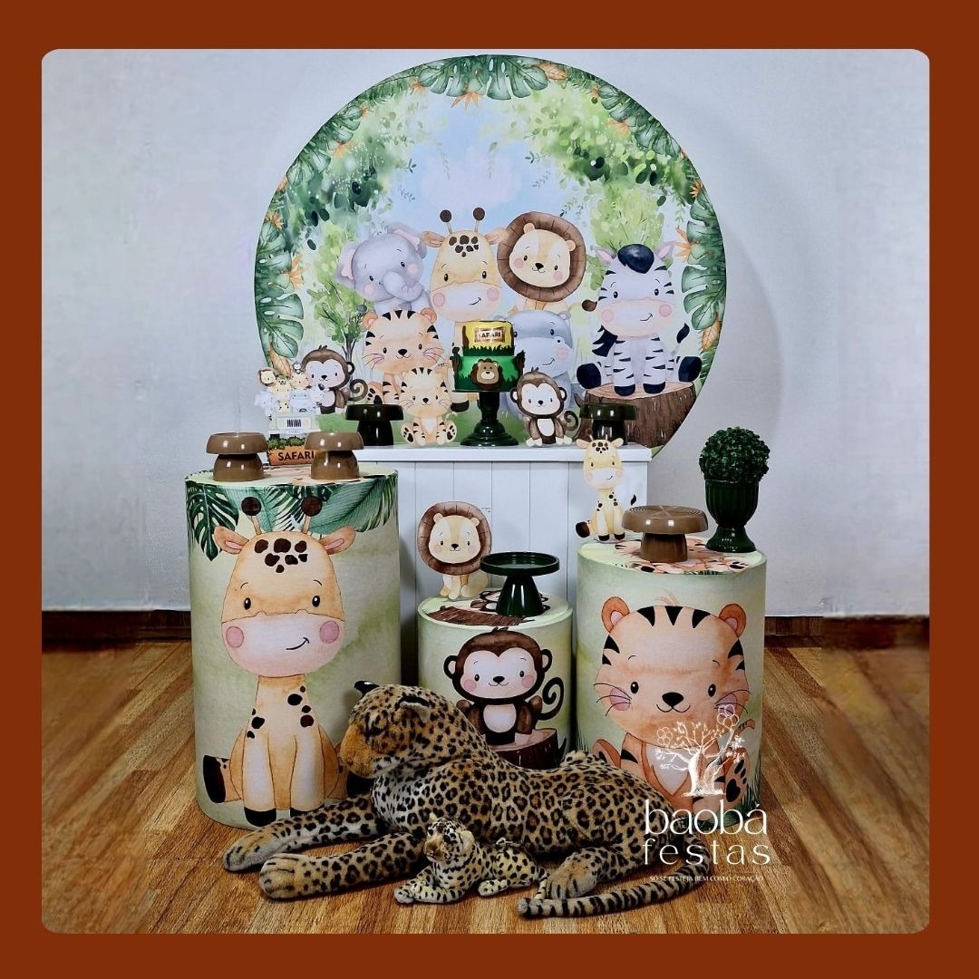 Safari Tradicional - Kit Diamante (+ Pelúcia Onça+Filhote) - Baobafestas