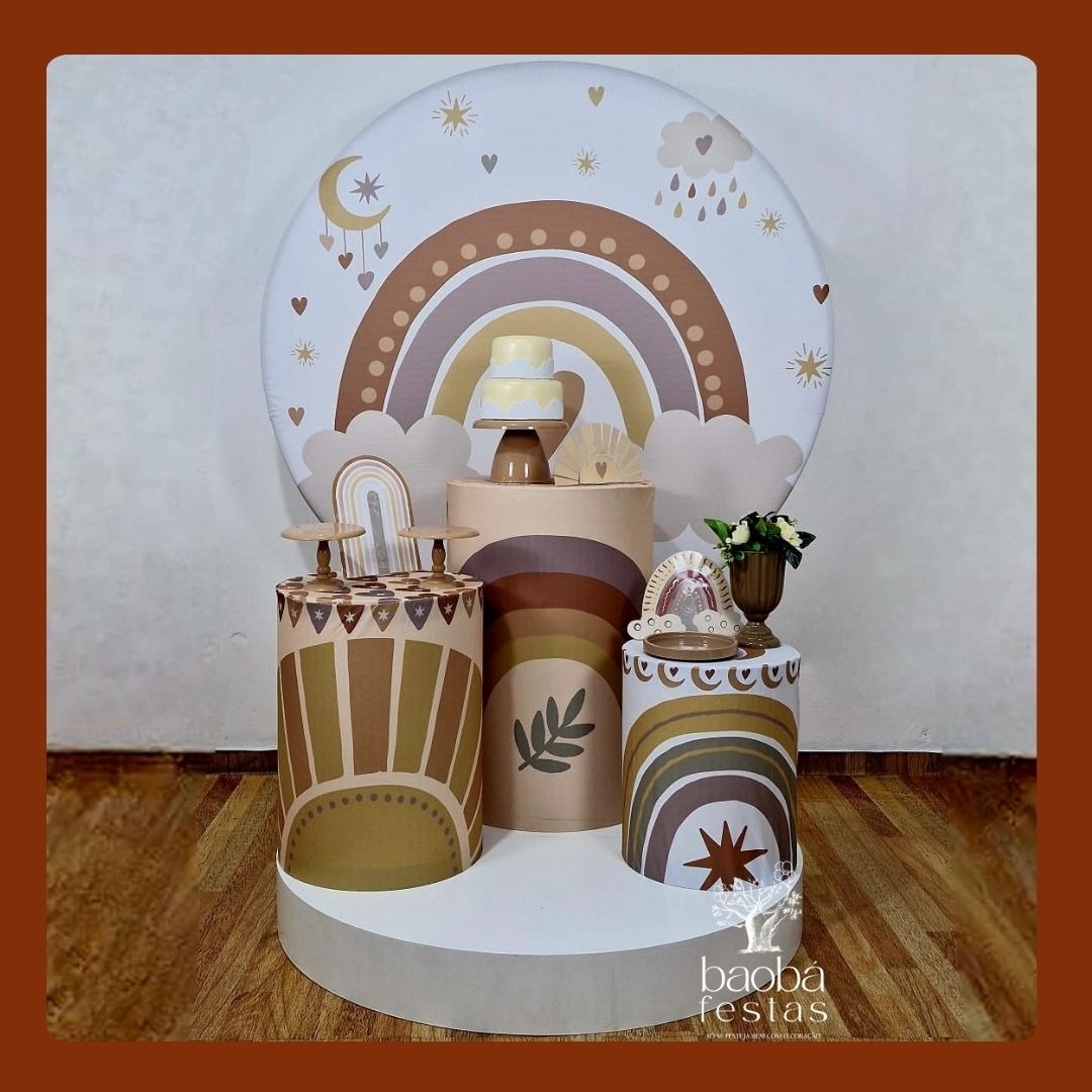 Kit Ouro - Arco Iris Boho + Palco Inteiro  - Baobafestas