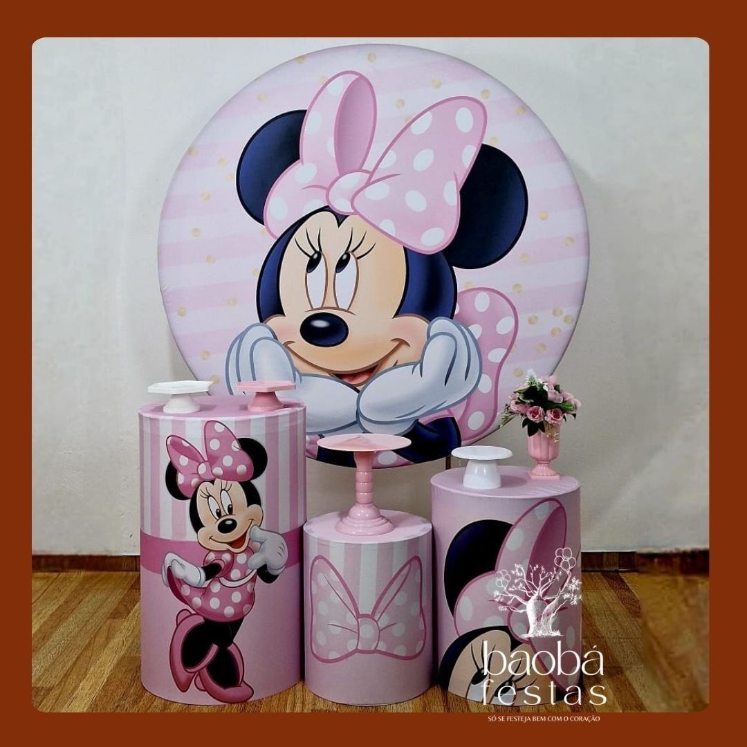 Minnie Rosa (152) - Kit Prata - Baobafestas