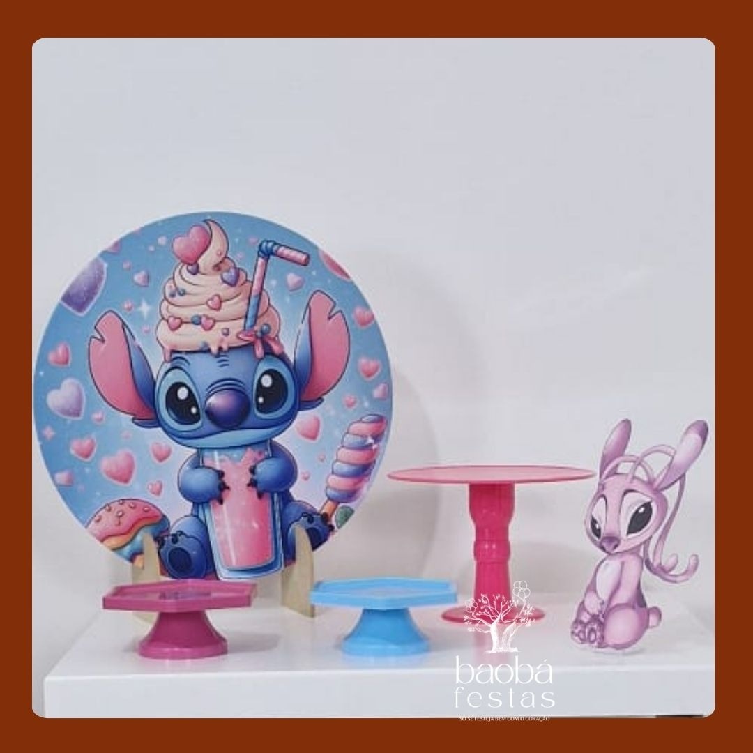Kit Mesa - Stitch Rosa - Baobafestas