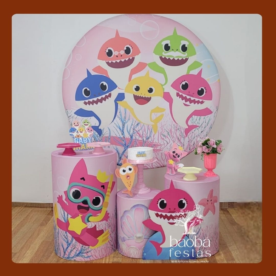 Kit Ouro - Baby Shark Rosa  - Baobafestas
