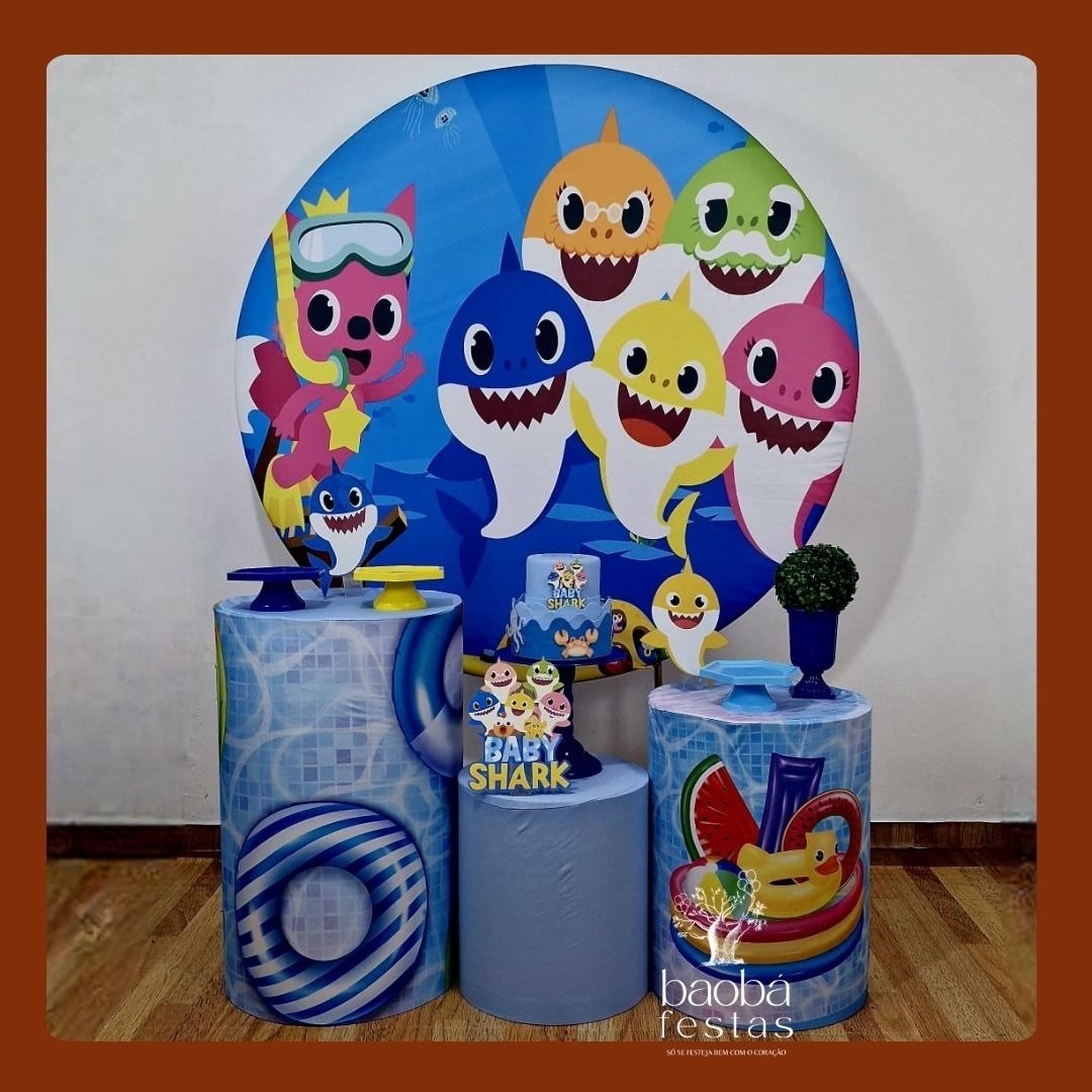 Baby Shark Azul (64) - Kit Ouro - Baobafestas