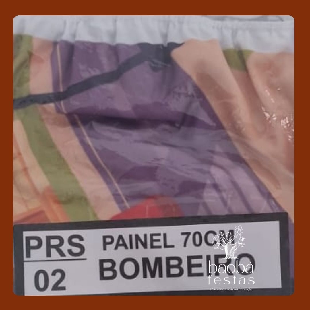 Tecido Mini Cenário 70X70 - Bombeiro - Baobafestas