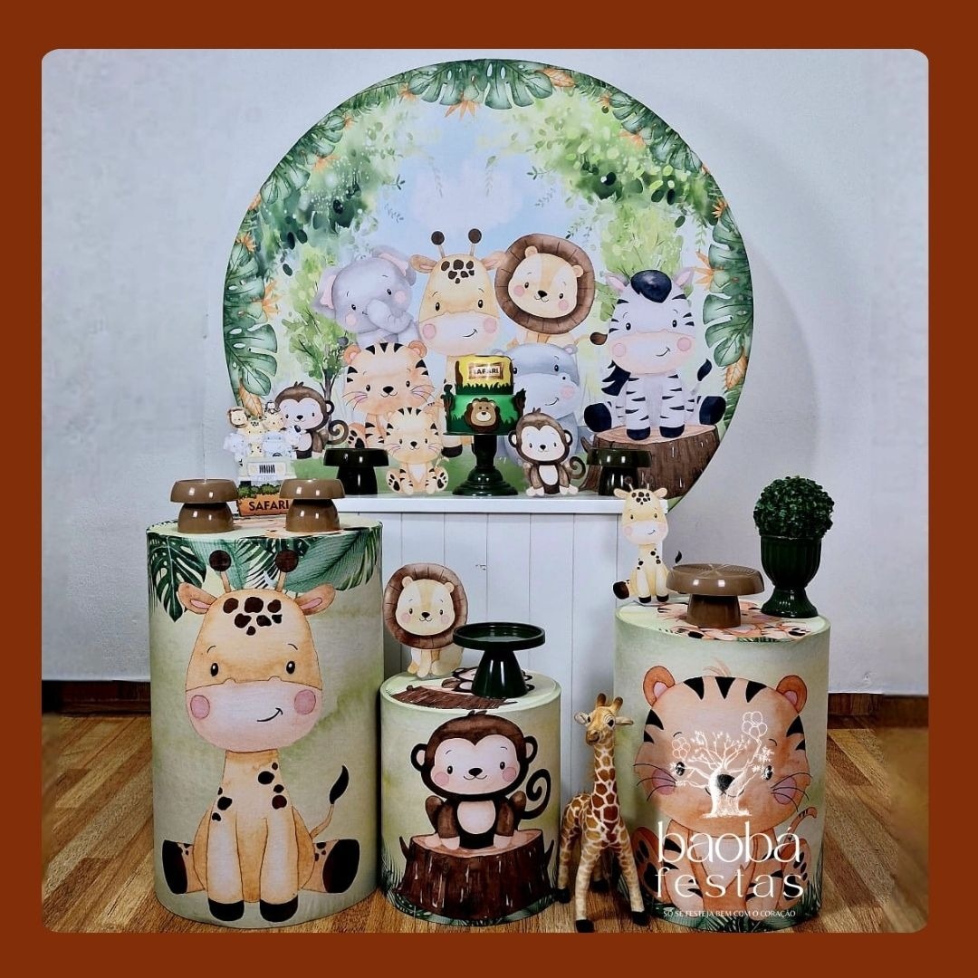 Safari Tradicional - Kit Diamante + Pelúcia Girafa - Baobafestas