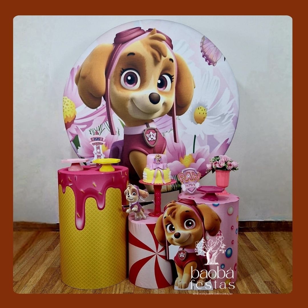 Skye-Patrulha Canina (61) - Kit Ouro (+Totem) - Baobafestas