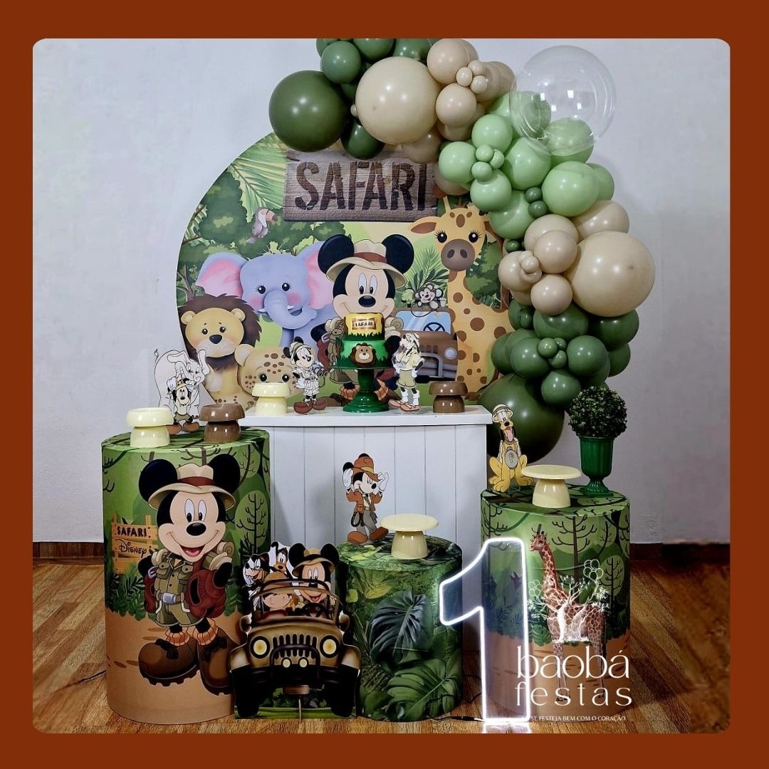 Mickey Safari - Kit Diamante (Sem Balões)  - Baobafestas