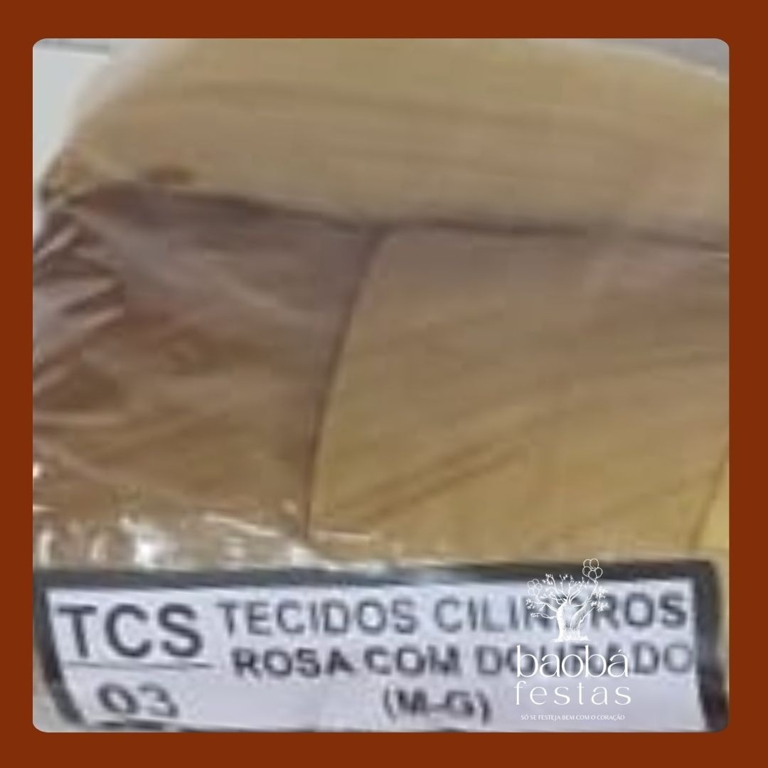 Tecidos de Cilindros - Rosa Com Dourado (M - G) - Baobafestas