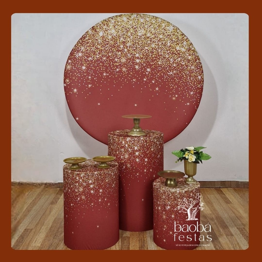Kit Prata - Vermelho Com Dourado - Baobafestas
