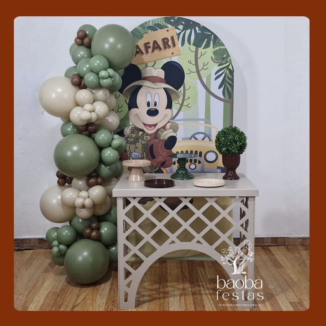 Composição - Mickey Safari - Mesa Triliça - Sem Balões - Baobafestas