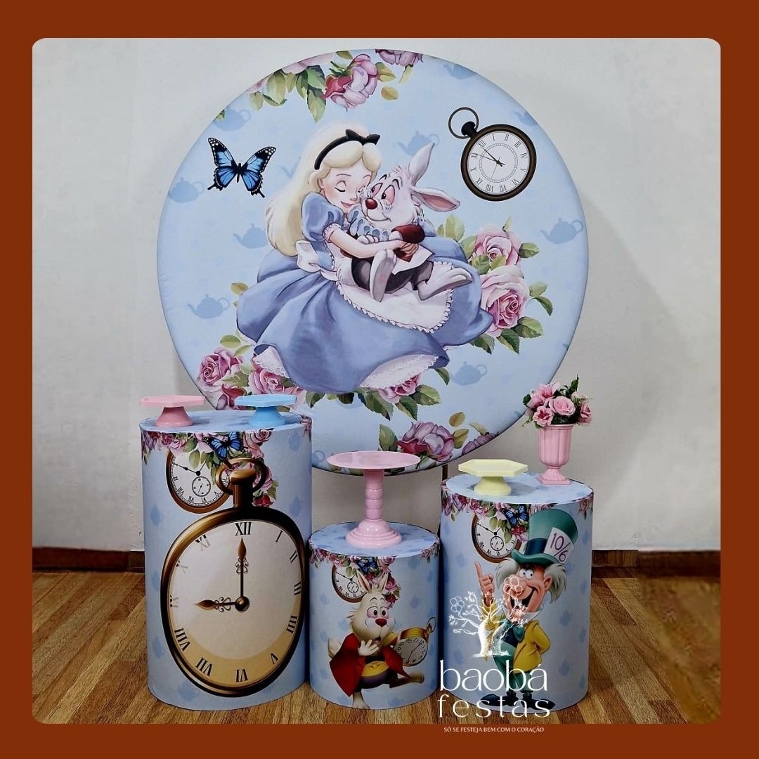 Alice No País das Maravilhas (90)- Kit Prata - Baobafestas