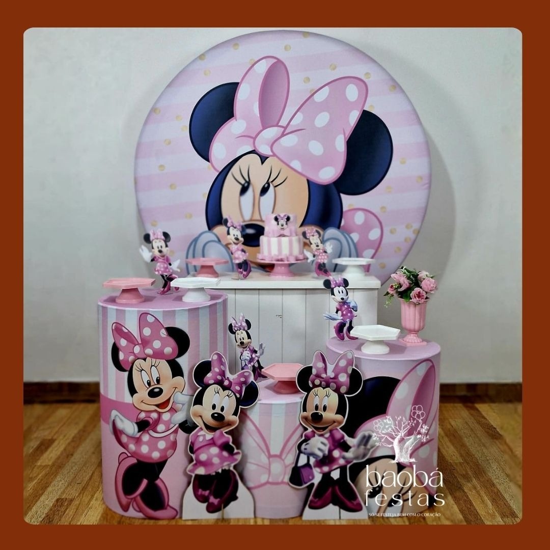 Minnie Rosa (152)- Kit Diamante (+ 2 Totens) - Baobafestas