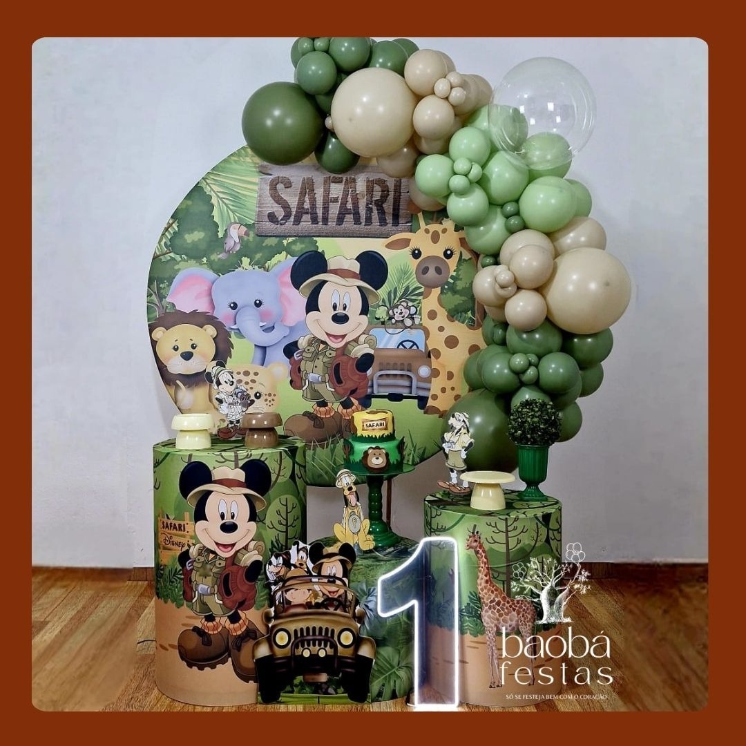 Mickey Safari - Kit Ouro (Sem Balões) - Baobafestas