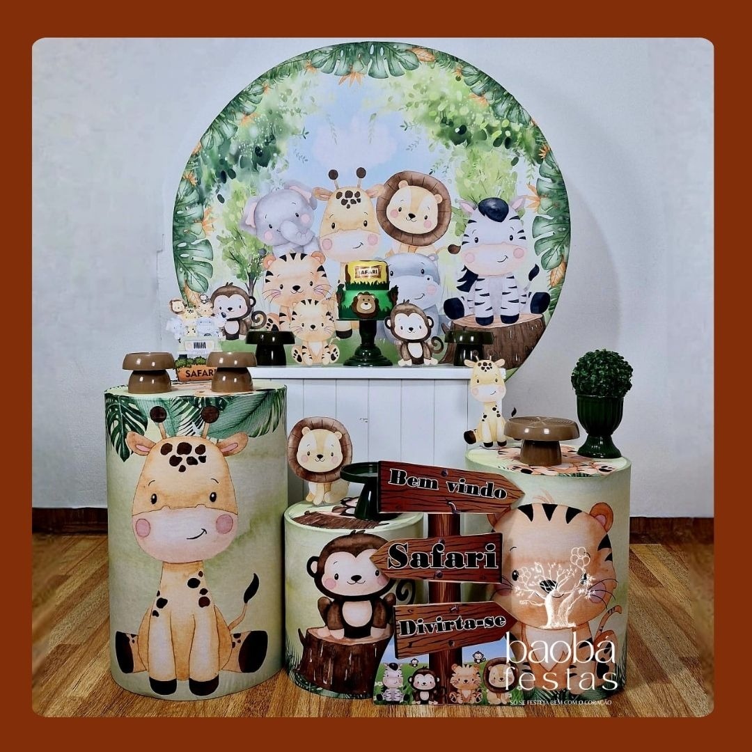 Safari Tradicional - Kit Diamante + Totem de Chão Placa - Baobafestas