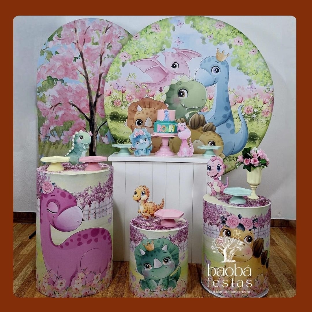 Dino Baby Rosa - Kit Luxo - Baobafestas