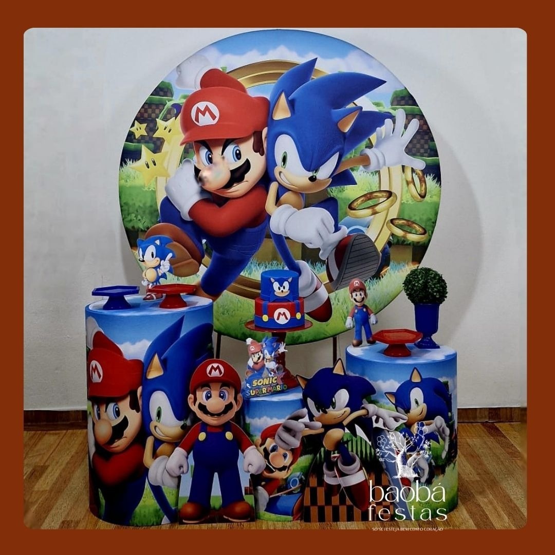 Super Mario + Sonic - Kit Ouro (+2 Totens) - Baobafestas