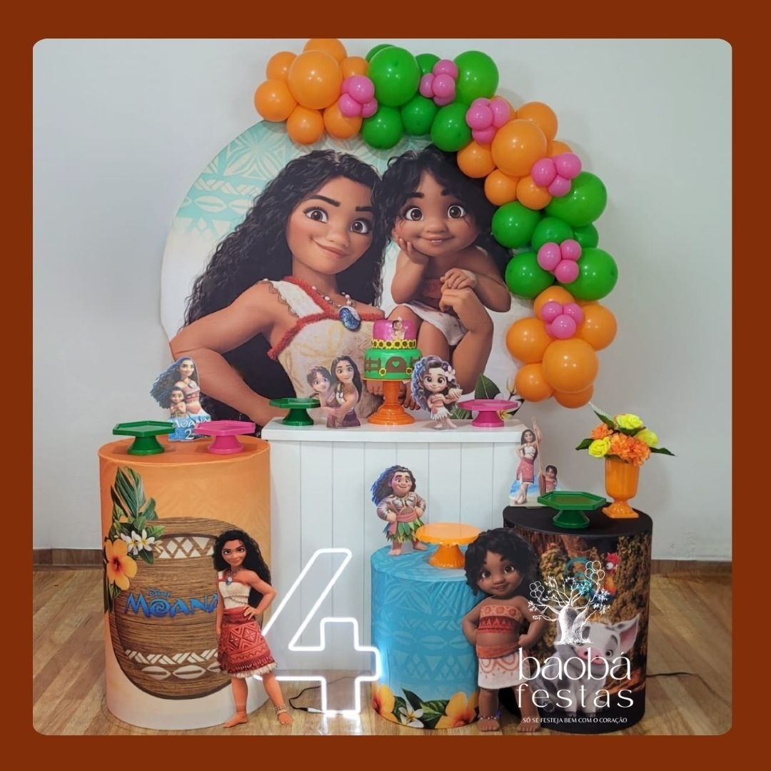 Moana 2 - Kit Diamante (+ Balões + 2 Totens de Chão) - Baobafestas