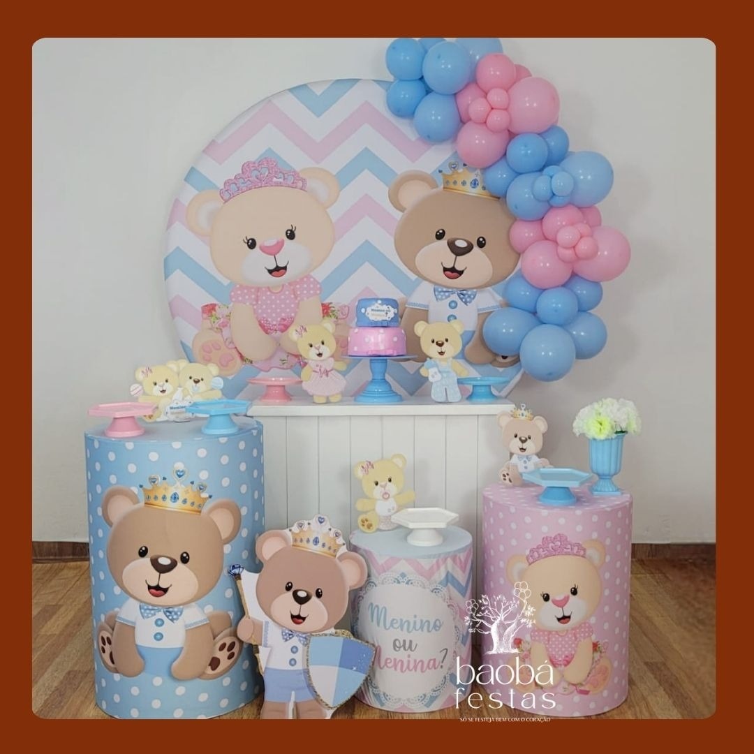 Kit Diamante - Ursinhos Azul E Rosa - Baobafestas