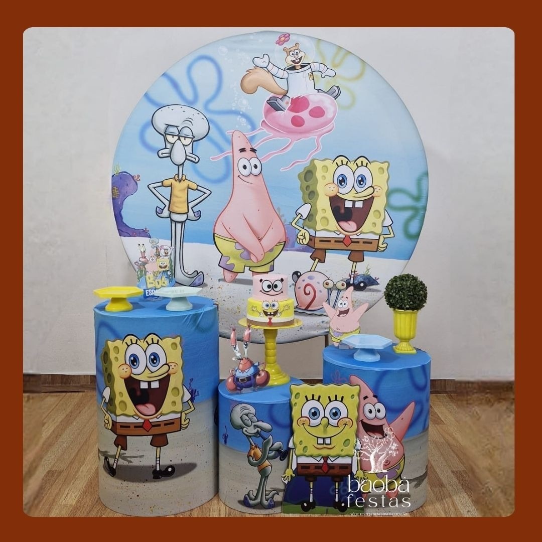 Bob Esponja (132)- Kit Ouro + Totem de Chão   - Baobafestas