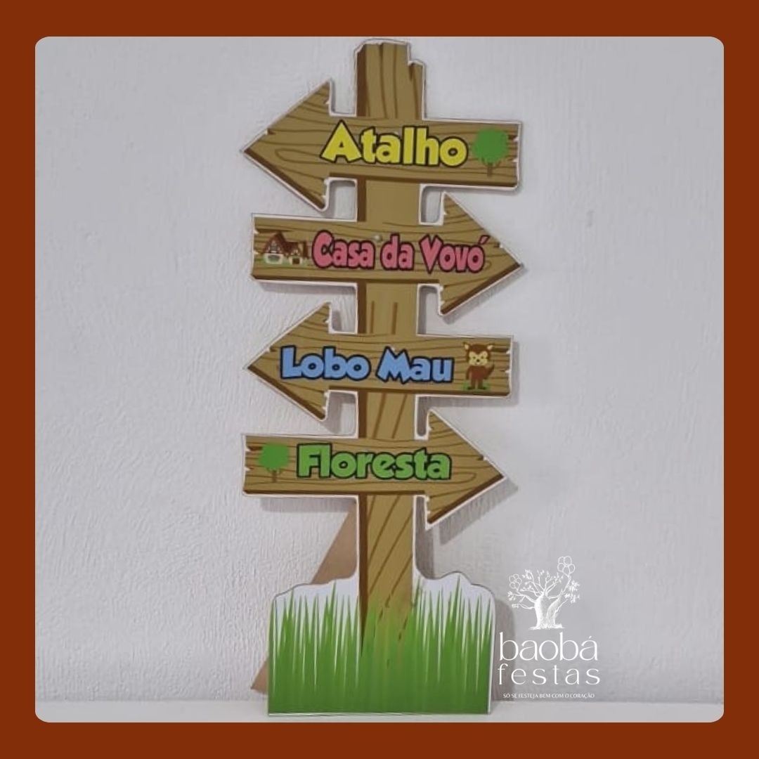 Chápeuzinho Vermelho Placa - Totem de Chão - Baobafestas