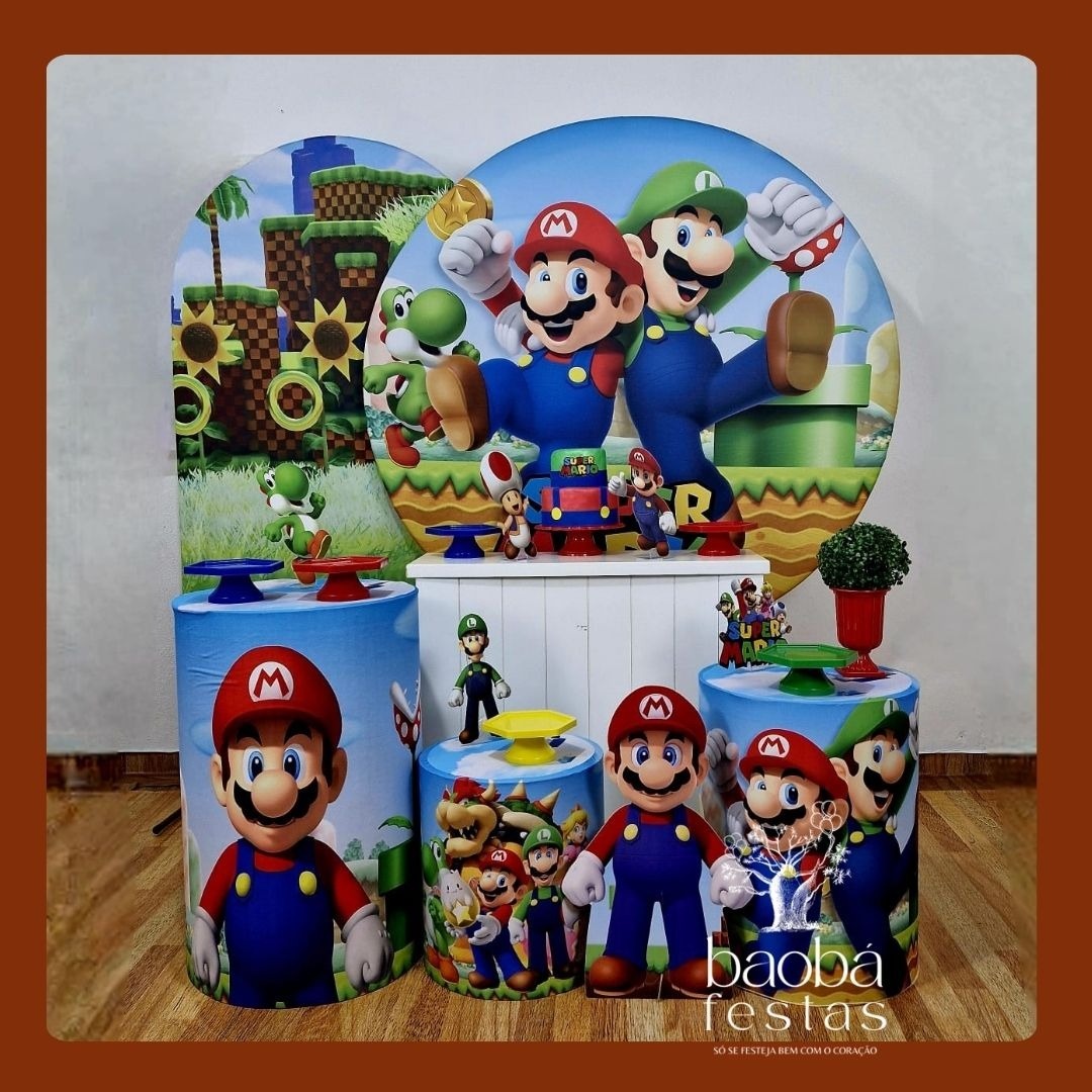Super Mario Bross - Kit Luxo (+Totem de Chão) - Baobafestas