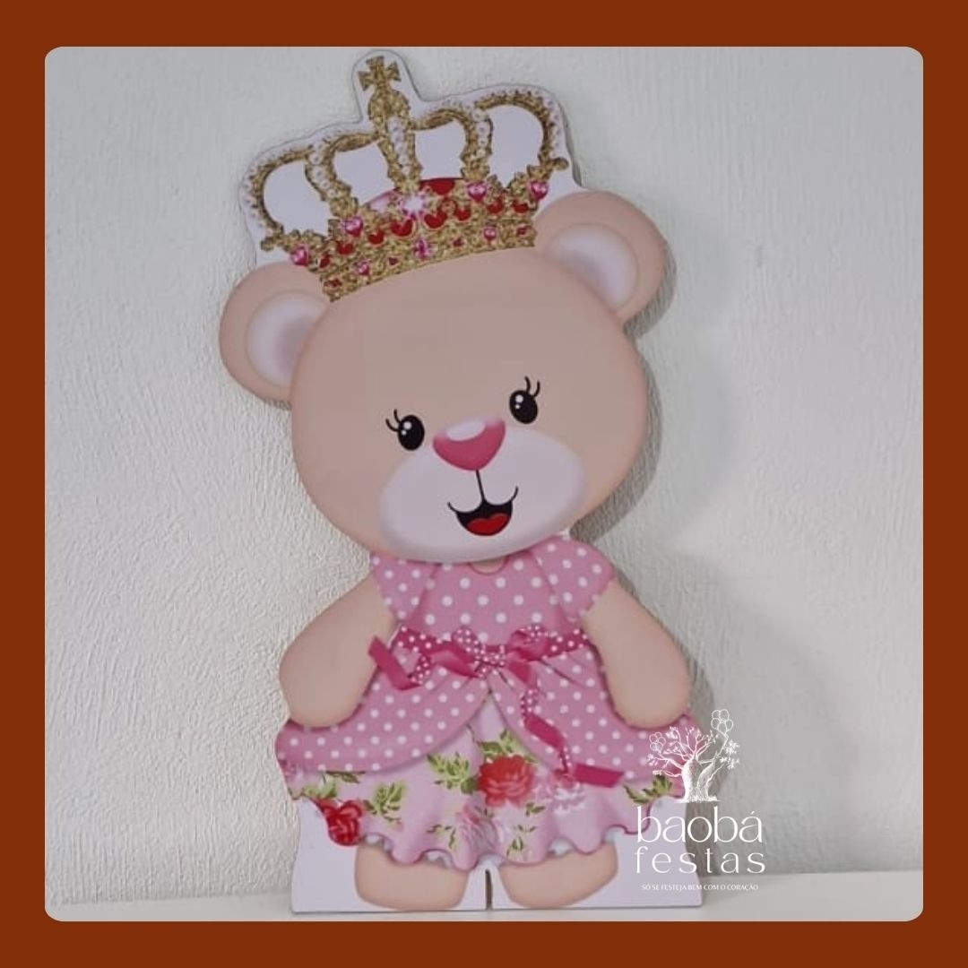 Ursinha Realeza Rosa - Totem de Chão  - Baobafestas