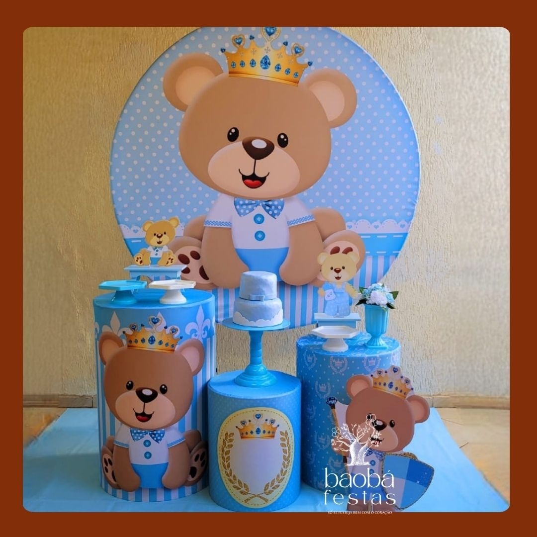 Kit Ouro - Ursinha Azul - Baobafestas