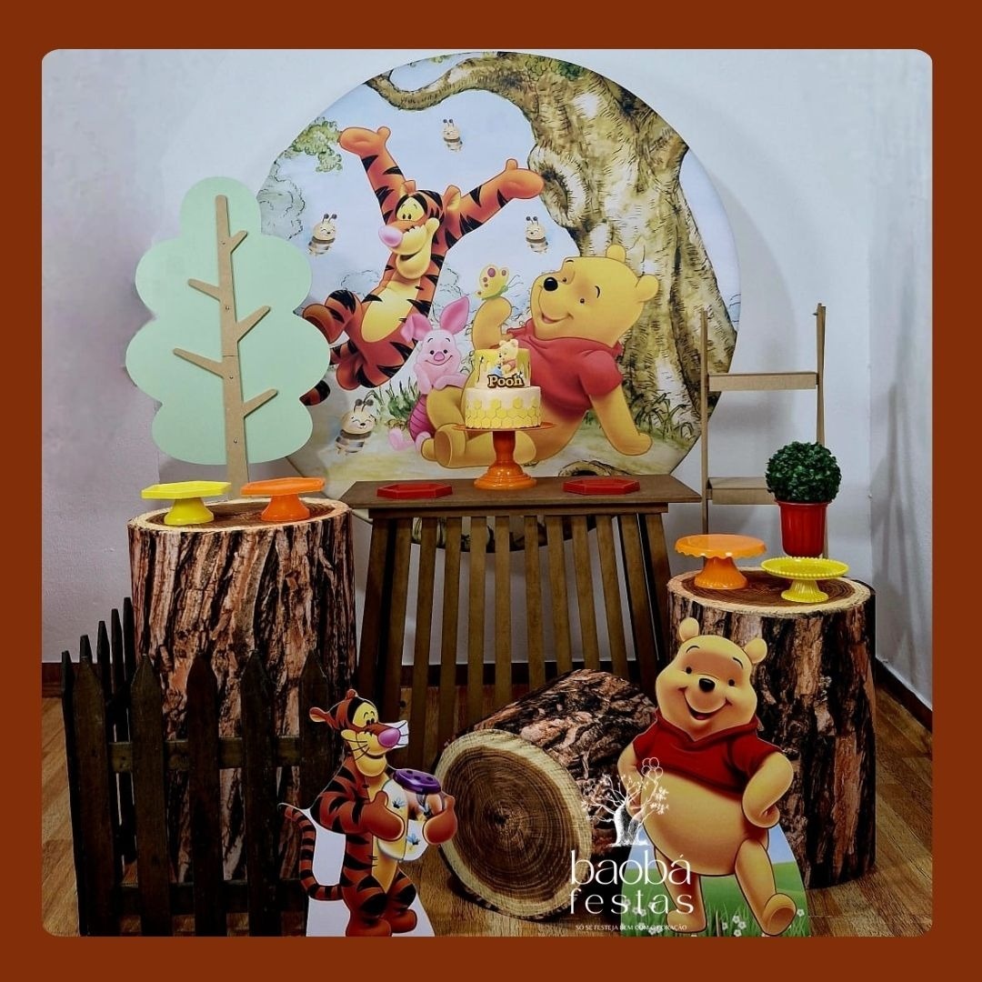 Composição - Ursinho Pooh + Escadinha + Árvore + Cerca - Baobafestas