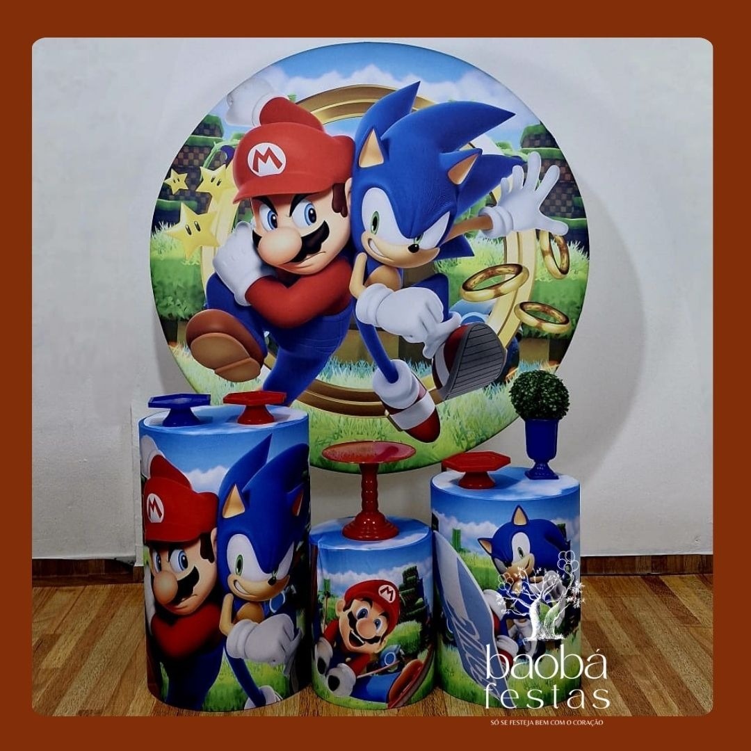 Super Mario + Sonic - Kit Prata - Baobafestas