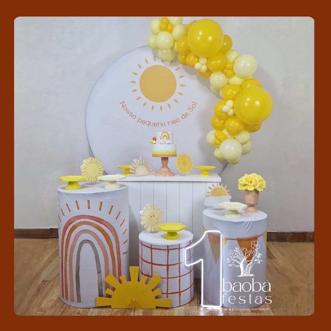 Raio de Sol (130) - Kit Diamante (+ Totem + Idade Em Led)  - Baobafestas