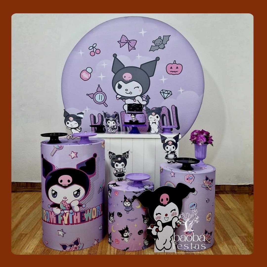 Kuromi (Hello Kitty) - Kit Diamante + Totem - Baobafestas